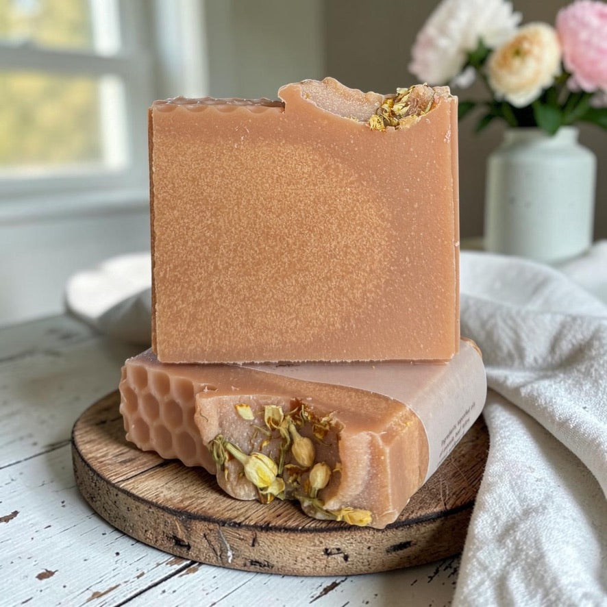 Peony Goat Milk Soap made with Honey
