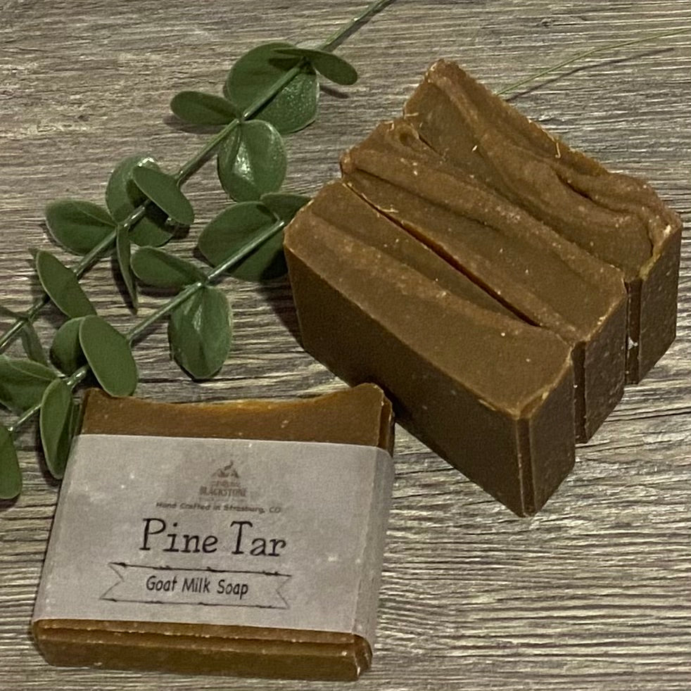Tea Tree + Spearmint Essential Oil Goat Milk Soap Bar made with Pine Tar
