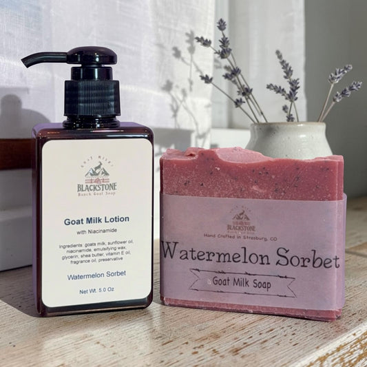 Watermelon Sorbet Goat Milk Soap Bar & Lotion Set