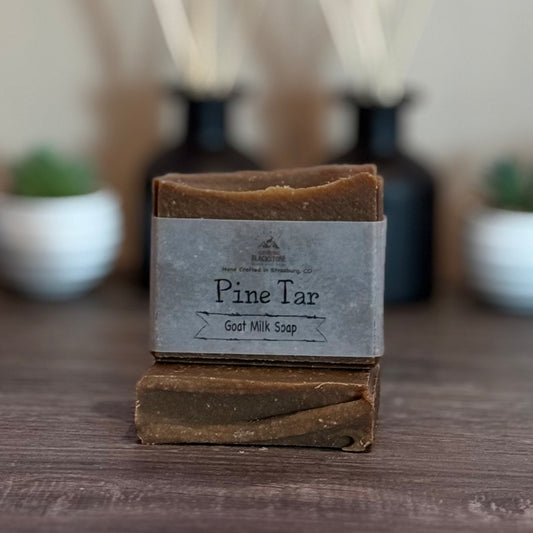 Tea Tree + Spearmint Essential Oil Goat Milk Soap Bar made with Pine Tar