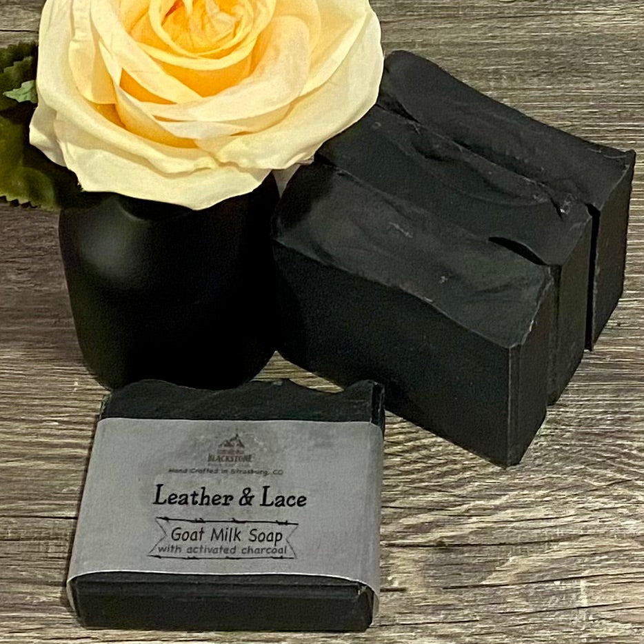Leather & Lace Goat Milk Soap Bar with Activated Charcoal